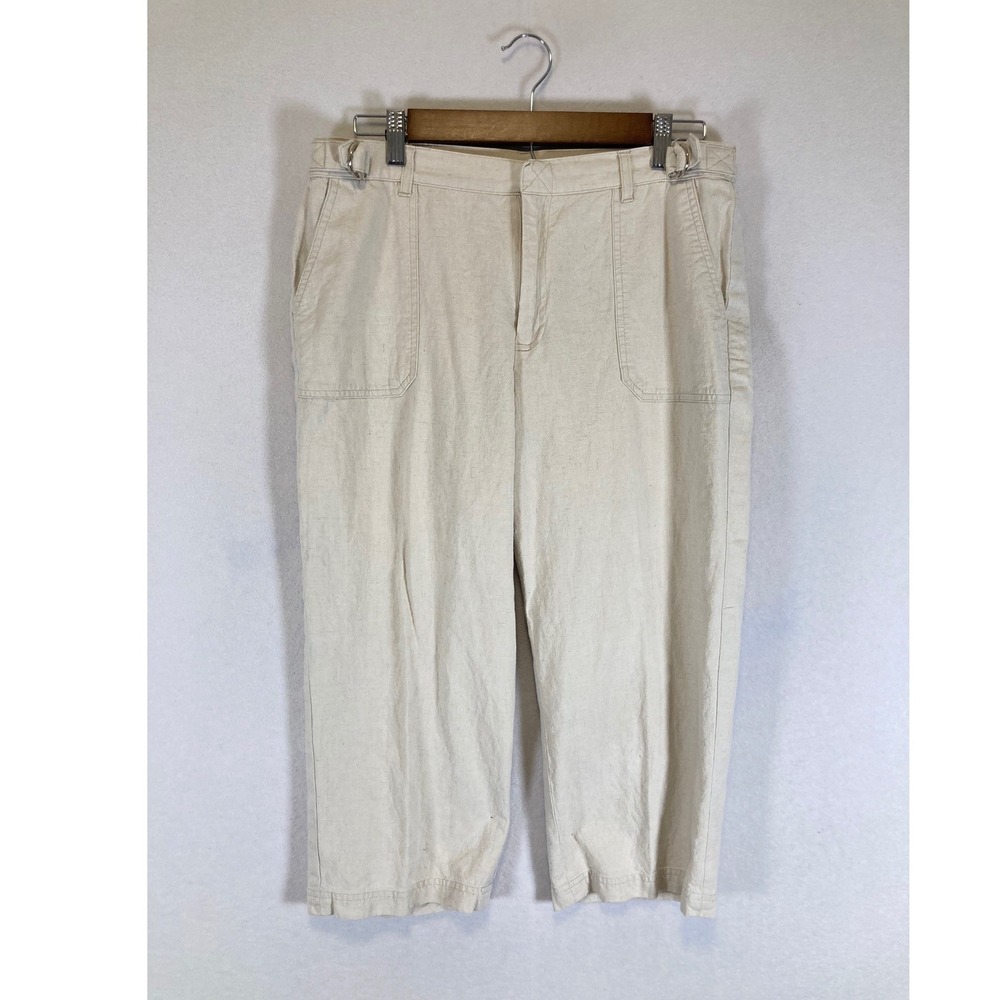 Coastal Linen Sag Harbor Sport Petite Women 12P Beige Lyocell Blend Crop Pants